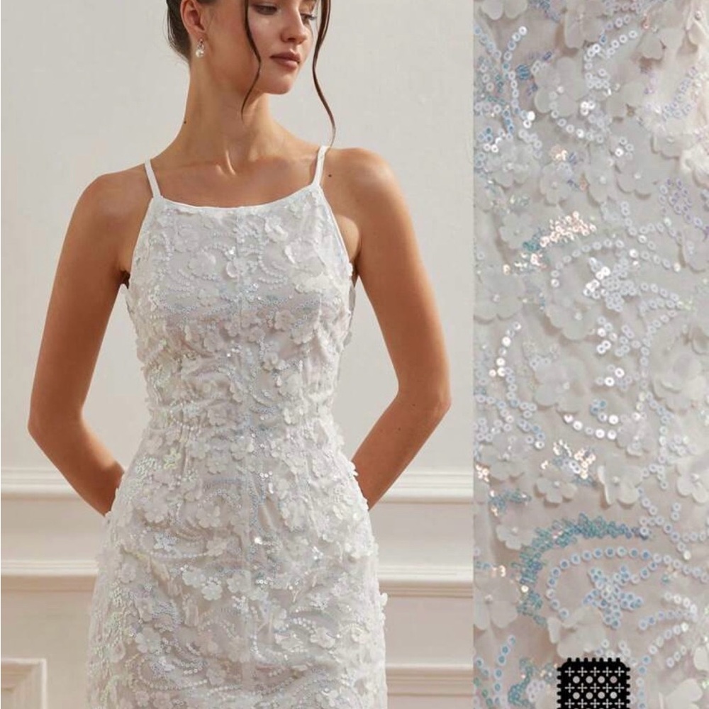 Elegant White Sequin Dress